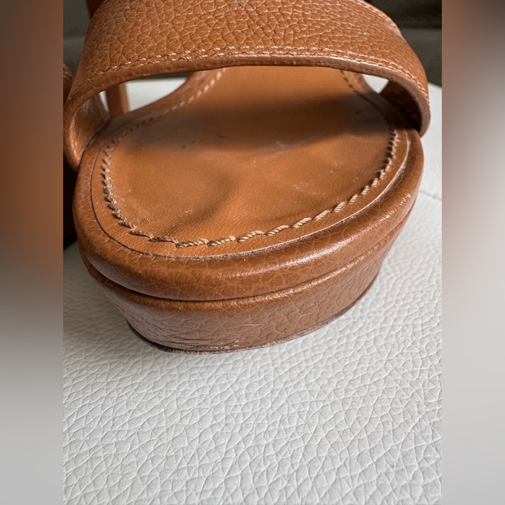 Louis Vuitton Horizon Leather Platform Sandal Heels Brown Cognac Size 38 Size 8 - Picture 14 of 17